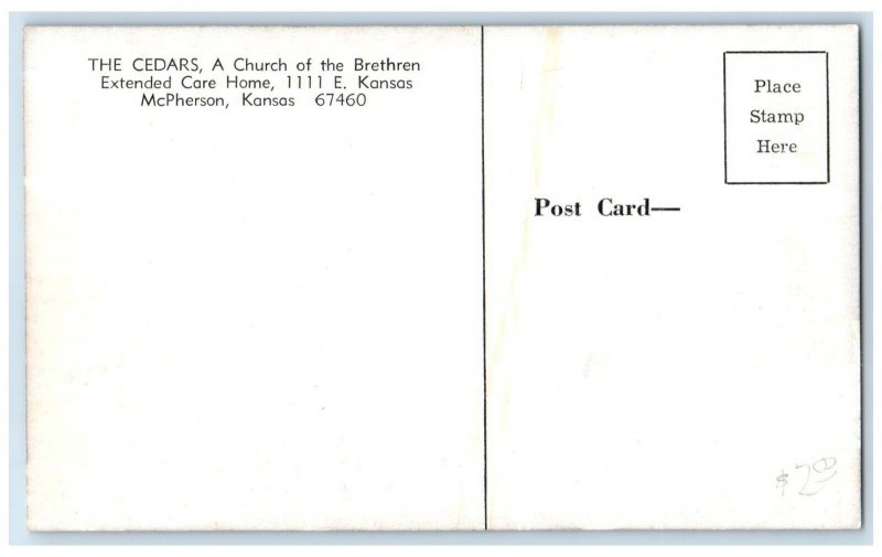 The Cedars A Church Of The Brethren Extended Care Home McPherson KS Postcard