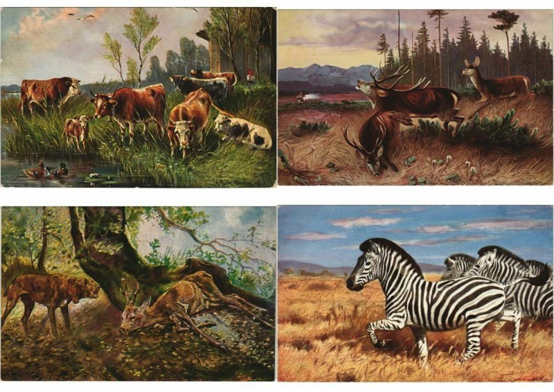 ANIMAUX ANIMALS Mostly ARTIST SIGNED ILLUSTRATEUR 60 CPA (L4538)