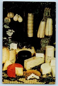 c1950 Display Of Natural Cheeses World Cheese Center Plymouth Wisconsin Postcard