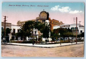 Monterrey Nuevo Leon Mexico Postcard Hidalgo Square Hotel Baron c1910 Posted