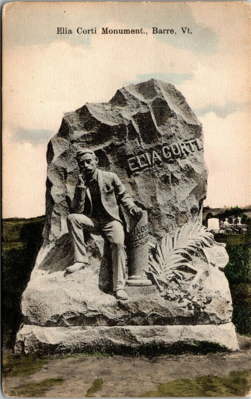Vtg Barre Vermont VT Elia Corti Monument Postcard