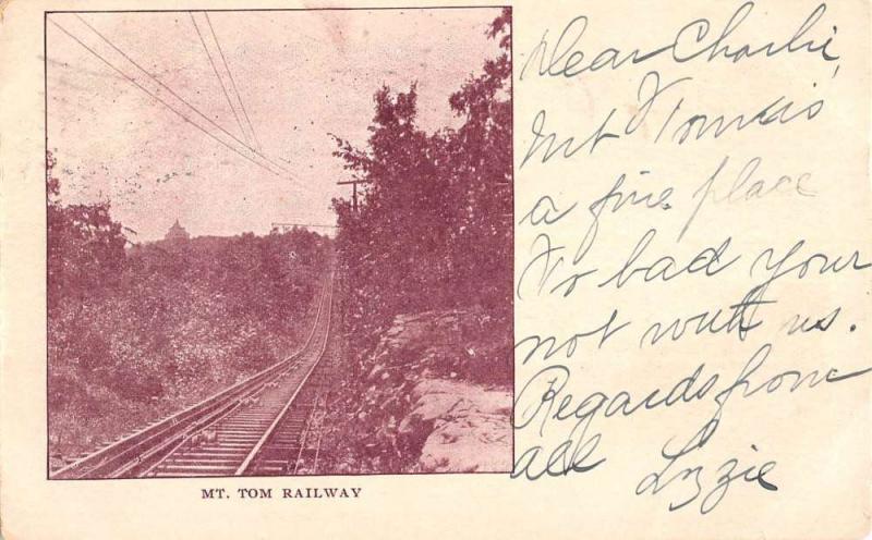 Holyoke Massachusetts Mt Tom Railway Railroad Antique Postcard K76691