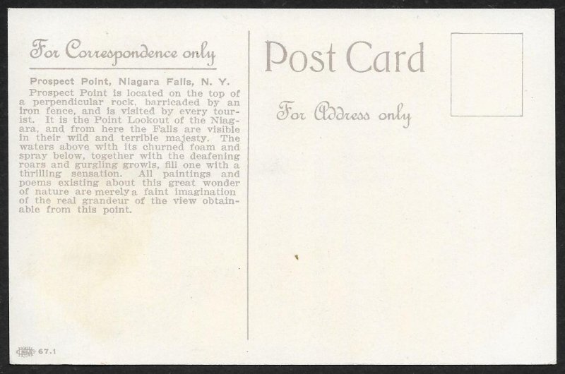 Prospect Point Niagara Falls New York Unused c1910s