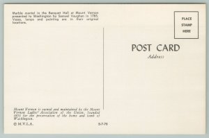 Mount Vernon Virginia~Banquet Hall Marble Mantle~Standard Chrome Postcard