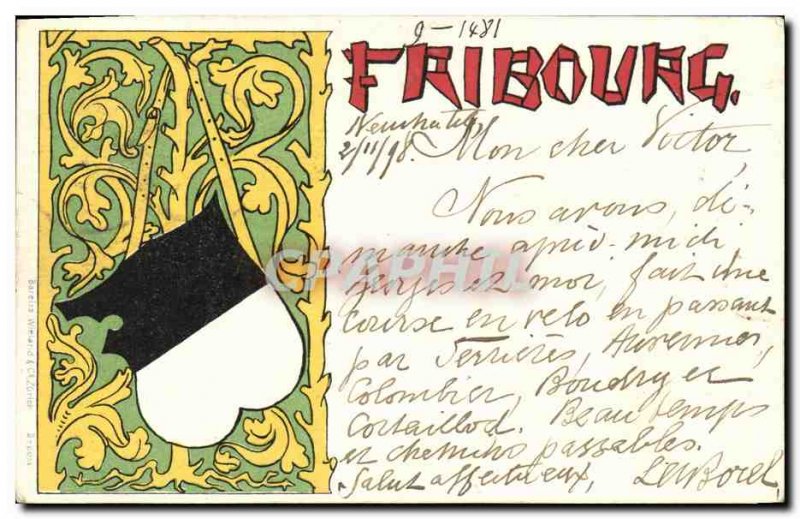 Old Postcard Switzerland Frubourg card 1898