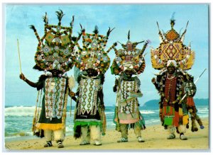 1985 Zulu Ricksha Pullers with Colorful Beads Durban Natal South Africa Postcard