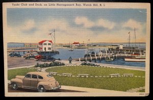 Vintage Postcard 1930-1945 Yacht Club & Dock, Little Narragansett Bay, RI