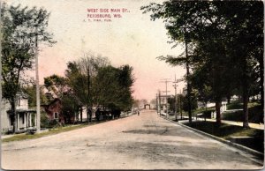 Postcard West Side Main Street in Reedsburg, Wisconsin