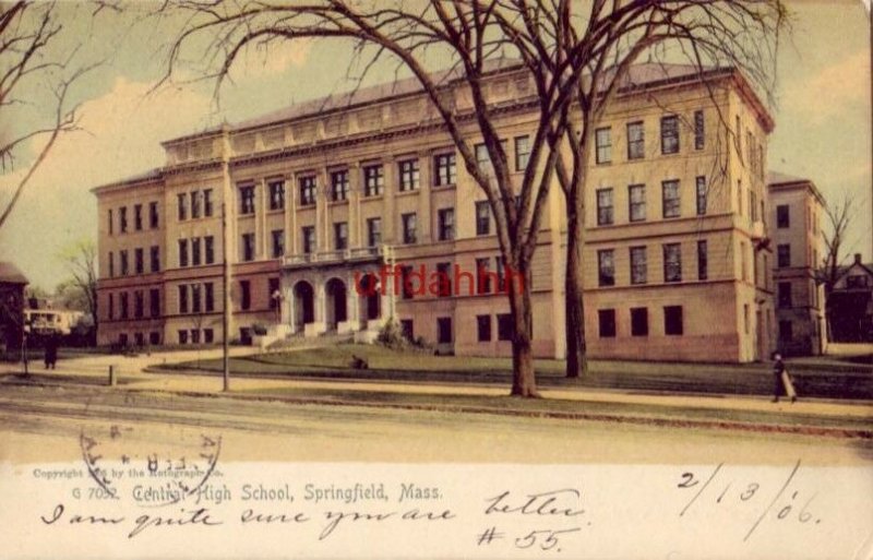 pre-1907 CENTRAL HIGH SCHOOL, SPRINGFIELD, MA 1906