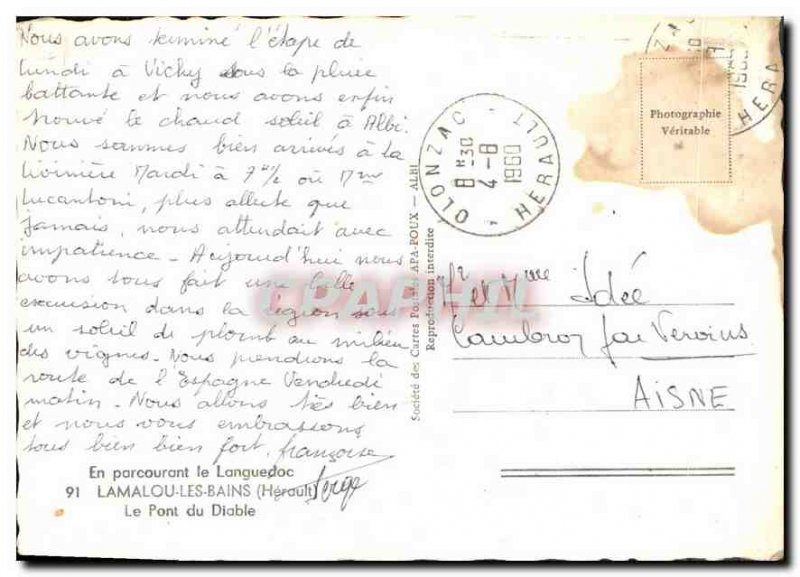 Postcard Modern browsing Languedoc Lamalou les Bains Herault the Devil's Bridge