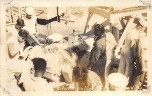 US Navy Military c1920 RPPC Real Photo Postcard Selling Their Wares Ship