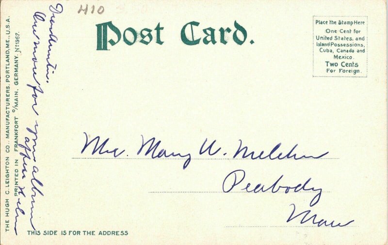 Concord Mass Old Manse Undivided Back Postcard Hugh Antique Frankfort Germany 