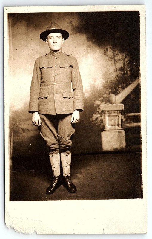 c1917 WWI U.S. ARMY SOLDIER REAL PHOTO RPPC CYKO POSTCARD P685