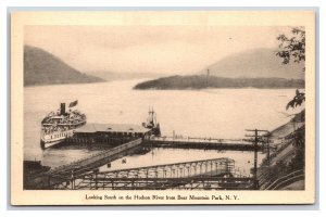 Steam Ship At Bear Mountain Park Hudson River New York NY DB Postcard V17