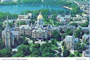 VINTAGE POSTCARD CONTINENTAL SIZE AERIAL VIEW NOTRE DAME CAMPUS MAILED 1972