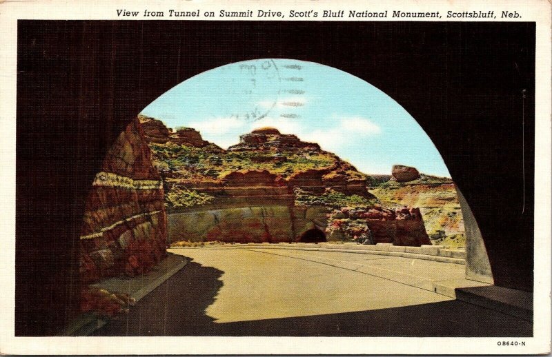 View Tunnel Summit Drive Scotts Bluff National Monument Nebraska Neb Pm Postcard 