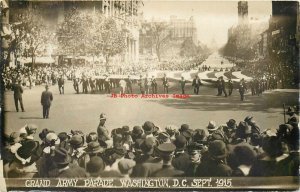 Washington DC, RPPC, Grand Army Parade, Large Flag, September 1915, Schutz Photo