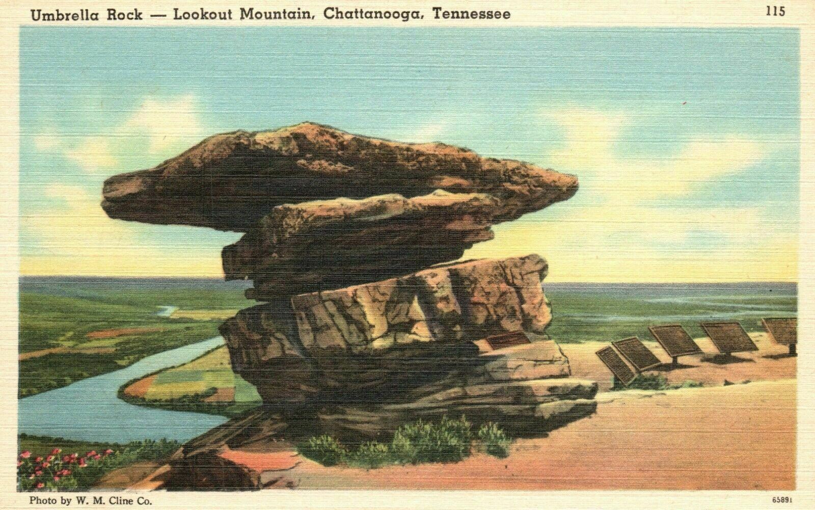 Vintage Postcard 1930's Umbrella Rock Lookout Mountain Chattanooga
