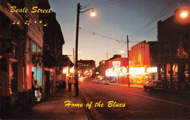 Memphis, Tennessee BEALE STREET Night View Home of the Blues ca 1950s Vintage