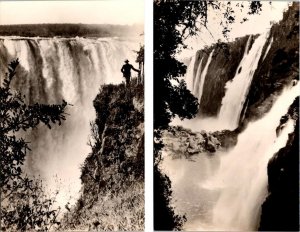 2~RPPC Rhodesia RR Postcards Zimbabwe VICTORIA FALLS Devil's & Eastern Cataract