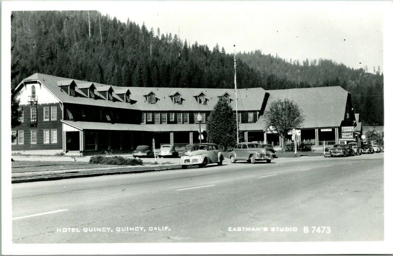 Vtg 1950 RPPC Hotel Quincy, Quincy CA Eastman B-8168 Plumas County Unused