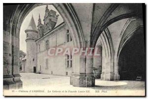 Old Postcard Chateau d'Amboise Gallery Facade and Louis XII