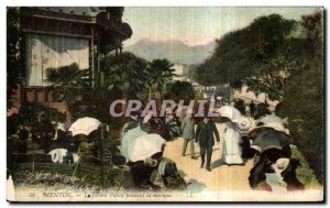 Old Postcard Menton Public Garden during music