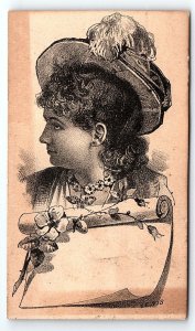 c1880 LEWIS YOUNG GIRL VICTORIAN BLANK ADVERTISING TRADE CARD P1735