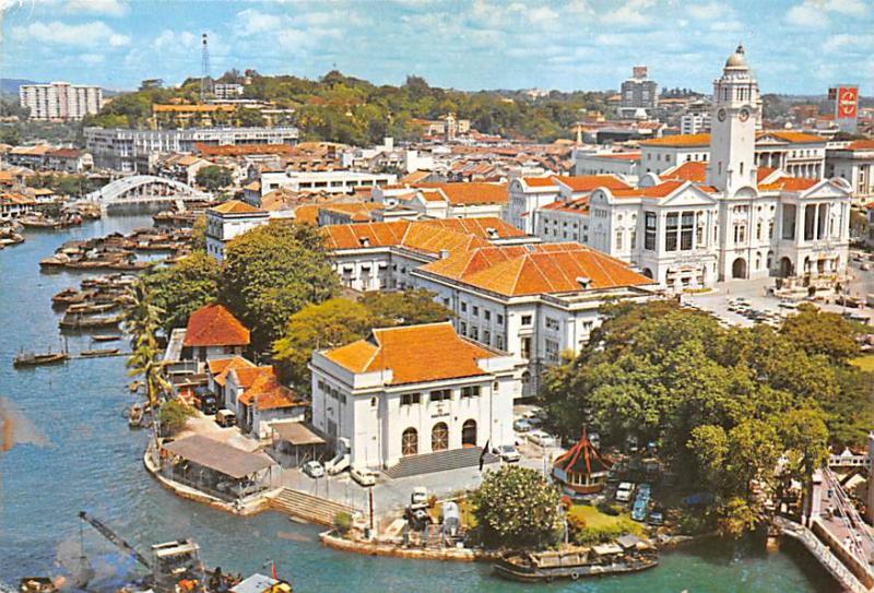 Singapore Old Vintage Antique Post Card Empress Place Postal Used Unknown