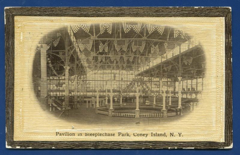 Coney Island New York ny Pavilion in Steeplechase Park old postcard