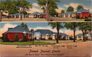 Trases Tourist Court Motel Front Side Views Finest New England Postcard Unused 