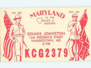 Pre-1980 RADIO CARD - CB HAM OR QSL Hagerstown Maryland MD AH1209