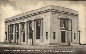 Hicksville Long Island NY National Bank Old Postcard