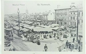 Vintage Repro Postcard Market Place Gt Yarmouth c1900