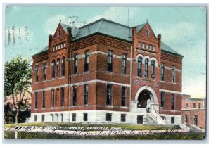 1909 Jefferson County Library Building Stairs Entrance Fairfield Iowa Postcard