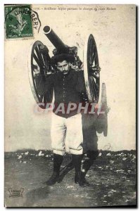 Old Postcard Militaria Alpine Alpine Corps Gunner carrying the burden of thre...