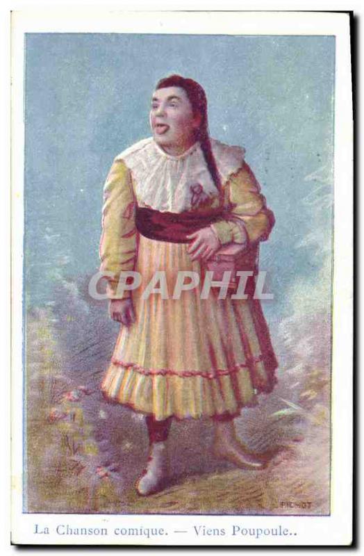 Old Postcard The comic song Come poupoule