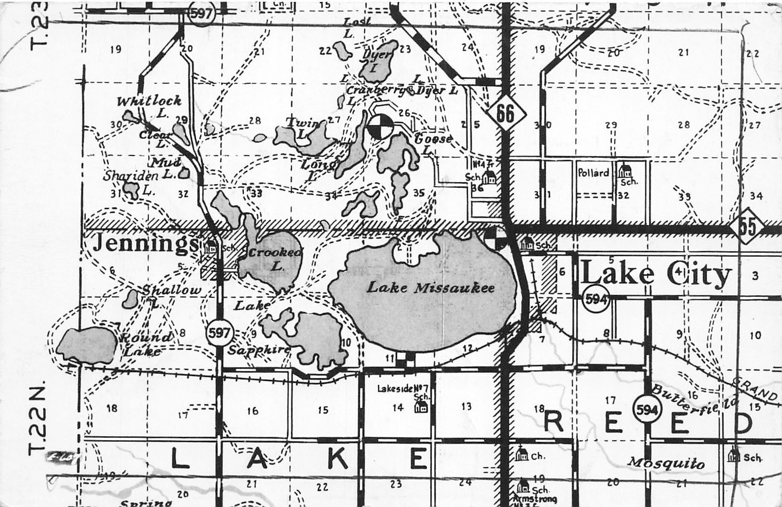 J65/ Lake Missaukee Jennings Lake City Michigan RPPC Postcard c40 Map