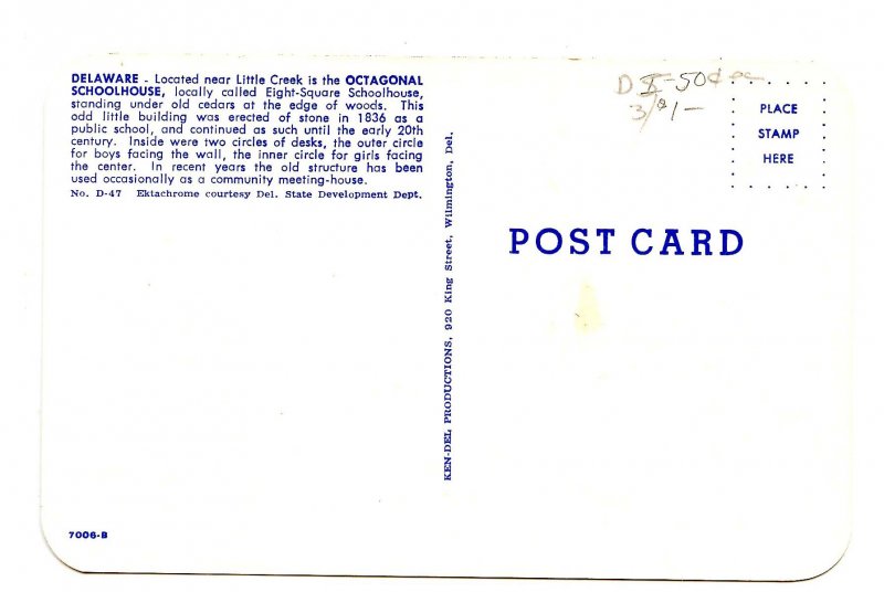 DE - Little Creek. Octagonal Schoolhouse