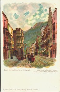 Austria Tirol Strasse in Sterzing Vintage Litho Postcard B111