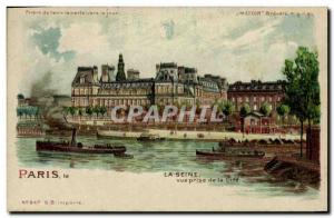 Old Postcard transparent map Paris Exposition Universelle 1900 The Seine View...