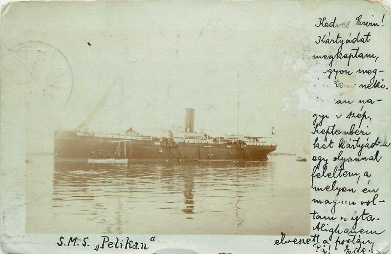 RPPC Postcard SMS Pelikan Test And Training German Mine Ship Transport Steamer