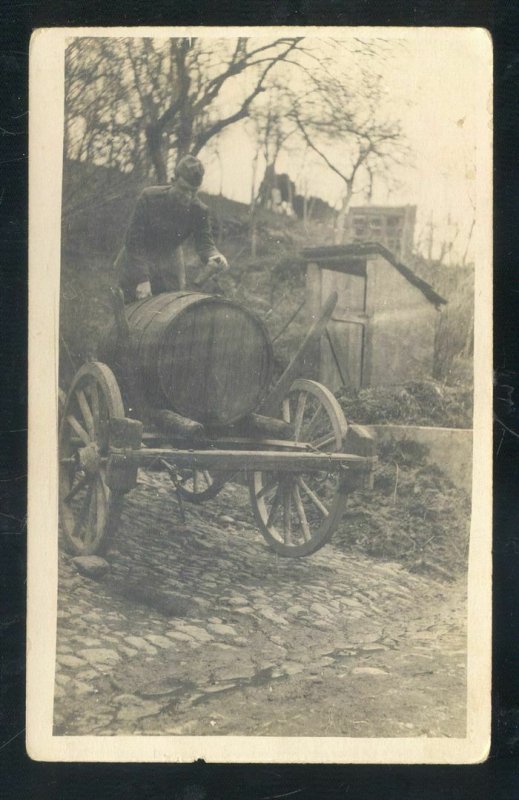 RPPC LIESEC GERMANY WWI US ARMY WATER WAGON VINTAGE REAL PHOTO POSTCARD