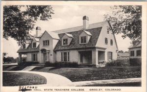 GREELEY, CO Colorado   BELFORD HALL  State Teacher's College  1924  Postcard