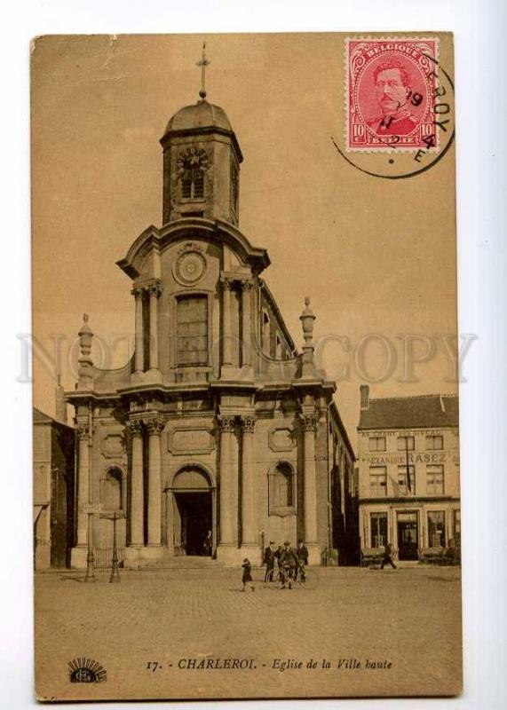 236453 BELGIUM CHARLEROI Church 1922 year RPPC to Ethiopia