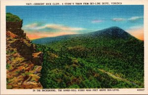 Crescent Rock Cliff Stones Throw Sky-Line Drive Virginia Hawks-Bill Postcard VTG 