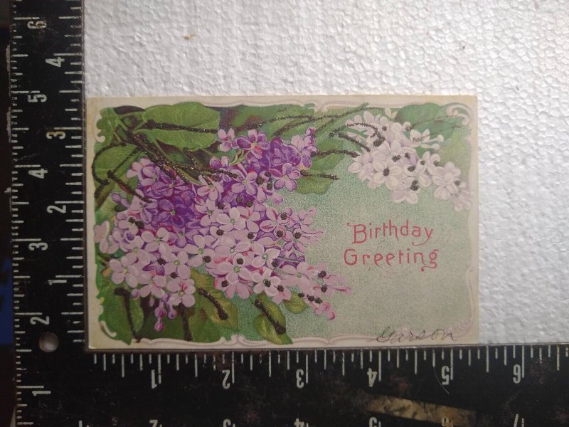 Postcard - Birthday Greeting with Flowers Art Print
