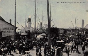 Steamship Docks Ships Heading to Alaska Seattle Vintage Postcard AA72661