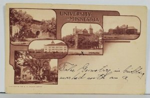 MN University of Minnesota Buildings Law, Football, Private Mailing Postcard Q11