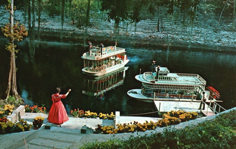 Vintage Postcard Motor Propelled Paddle Wheel Boats Suwannee River White Springs